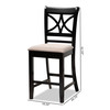Baxton Studio Chandler Sand Upholstered and Espresso Wood 2-Piece Pub Chair Set 166-10762